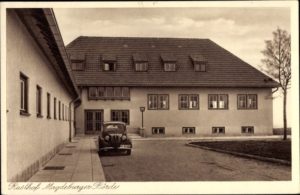 AK Hohe Boerde Sachsen Anhalt Teilansicht vom Rasthof Magdeburger Boerde Auto 1 300x195