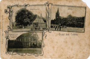 Postkarte Colbitz Kirche Gasthof Oberfoersterei 1 300x195